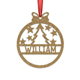 Personalised Christmas Bauble By KreateSquare 950 GSM Double Sided Glitter Xmas Tree Decoration Custom Name Baubles - Christmas Tree Design